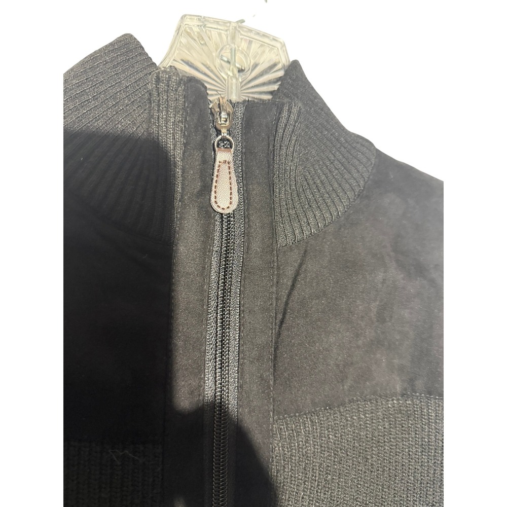 Giorgio Bertinatti Men's Black Mock Neck Full Zip Ribbed Sweater Jacket Size M - Picture 4 of 5